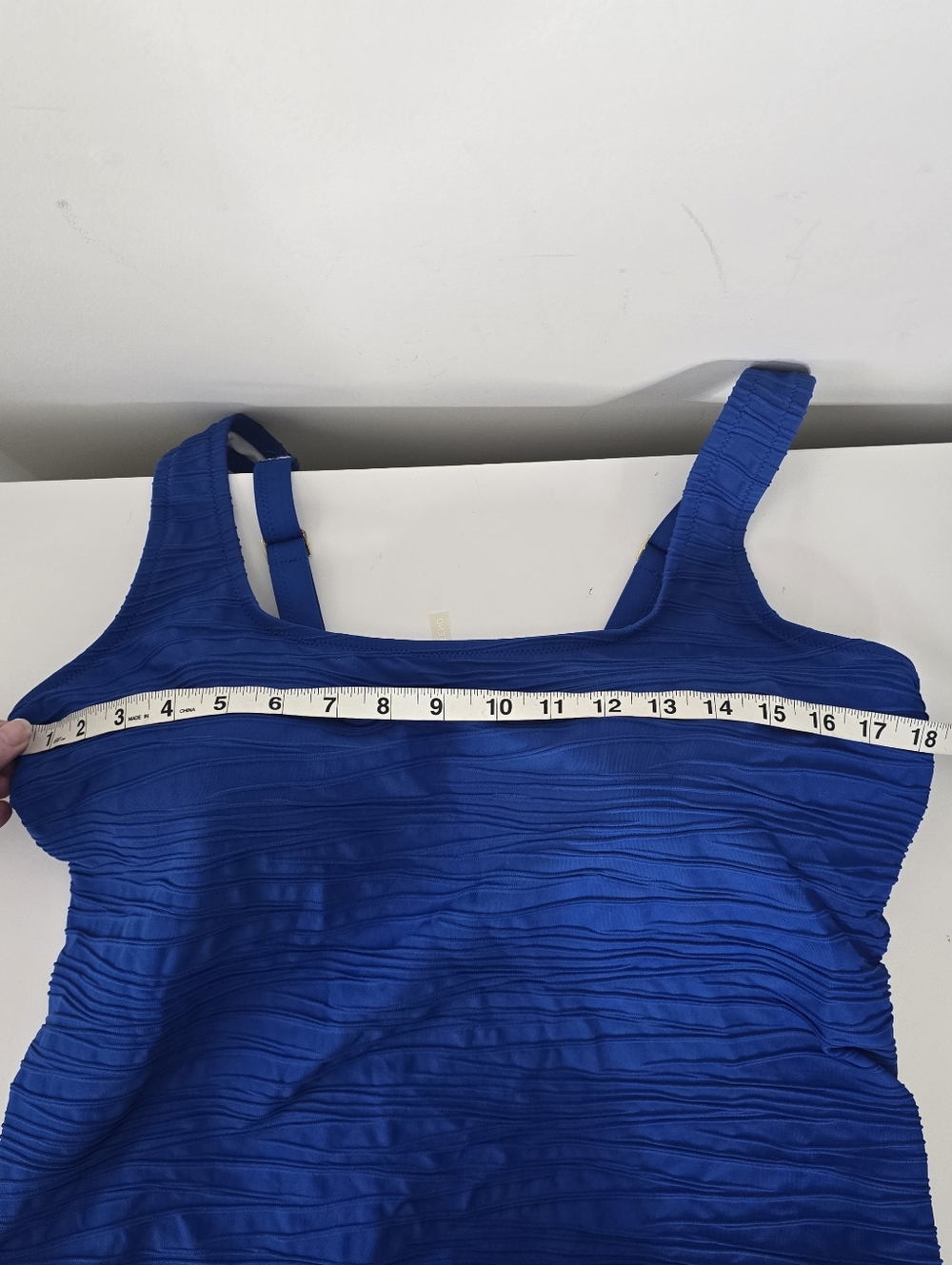 Lands End Textured Square Neck Tankini Skirt Swim Set 16W DD Royal Blue - Picture 10 of 12